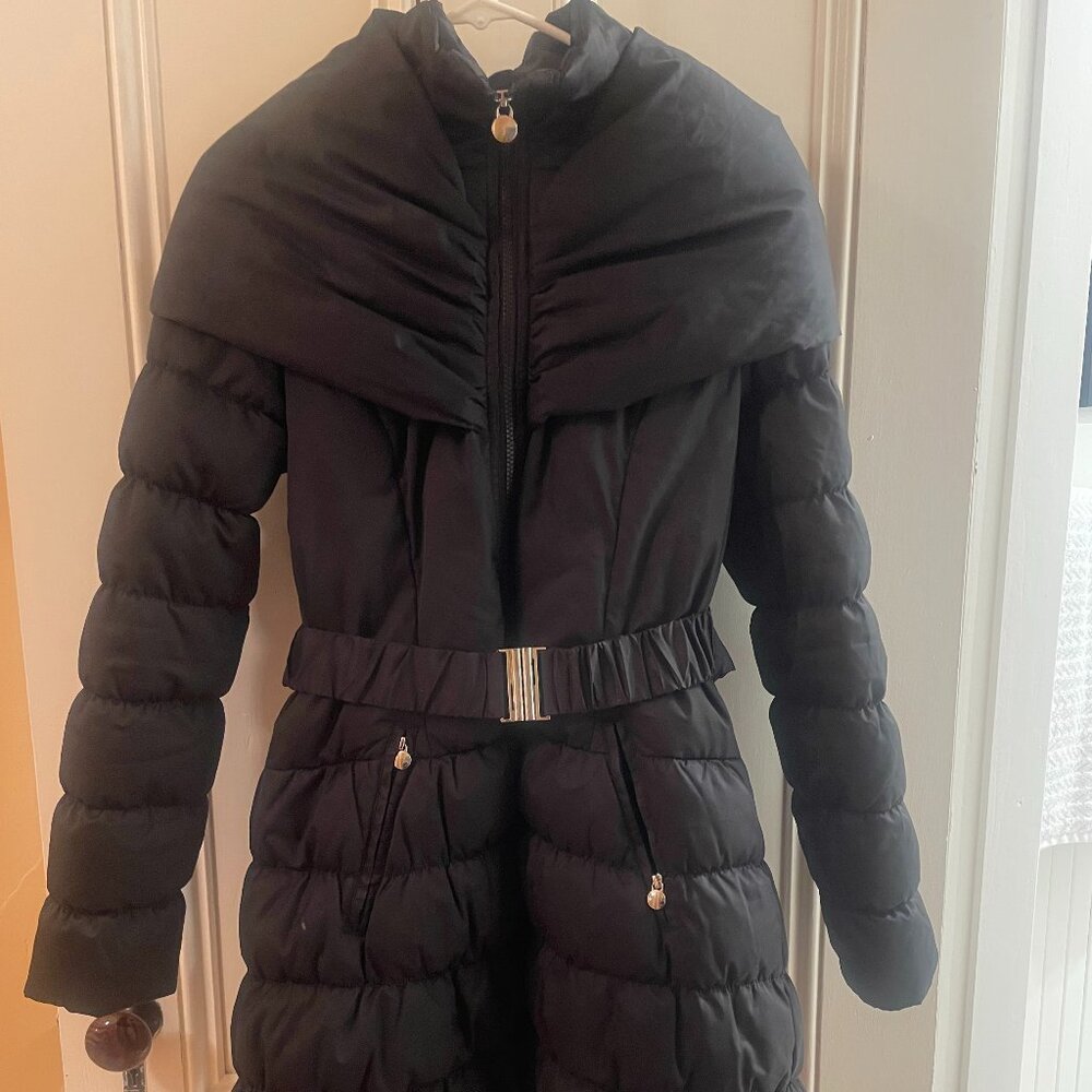 Black winter puffer coat - Laundry - with fabulous hood
